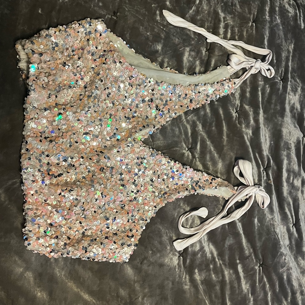 🌹Free people big night sequin crop top* - Picture 4 of 7